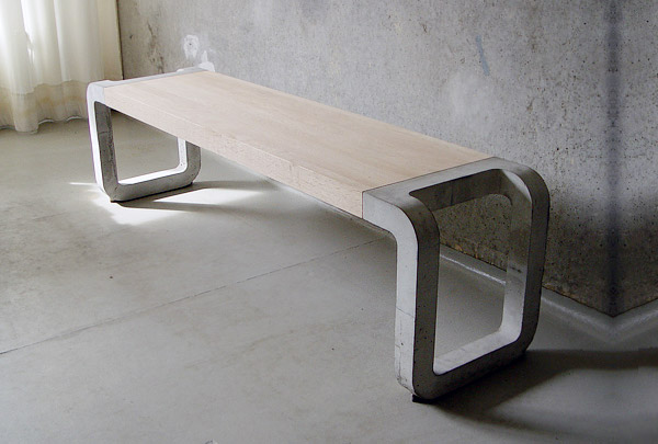 скамейка из бетона, мебель из бетона